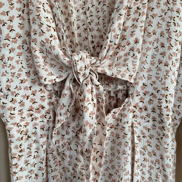 Faithfull The Brand Women MEDIUM Mini Dress Marigot Tie Front Azalea Floral Boho - Picture 6 of 12